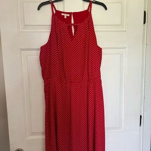 Maurices Red Polka Dot Sleeveless Midi Dress